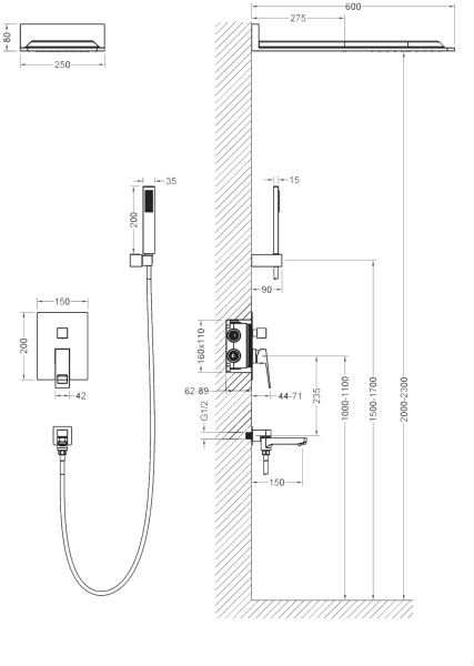 Душевая система со смесителем Timo Briana SX-7119/00SM монтаж встраиваемая в стену без термостата хром