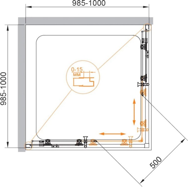 Душевой угол Cezares Eco ECO-O-A-2-100-C-NERO квадратная   стекла прозрачные, профиль черный