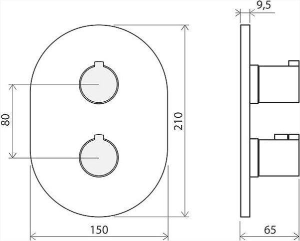 Смеситель для душа на 3 выхода Ravak Chrome X070075 встраиваемый в стену 
с термостатом хром