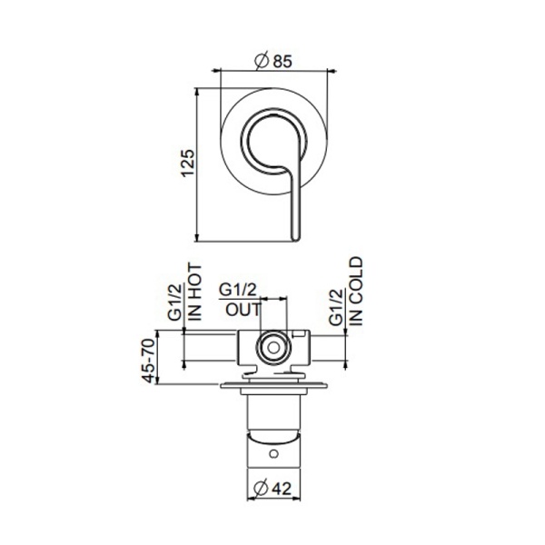 Смеситель для душа на 1 выход Webert DoReMi DR880101015 встраиваемый в стену 
без термостата хром