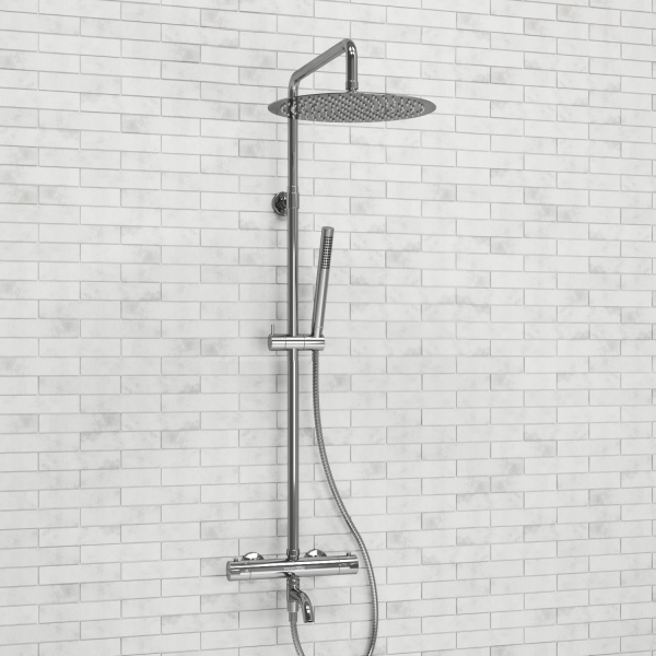 Душевая система со смесителем Wasserkraft  A188.116.137.010.CH Thermo монтаж настенная с термостатом хром
