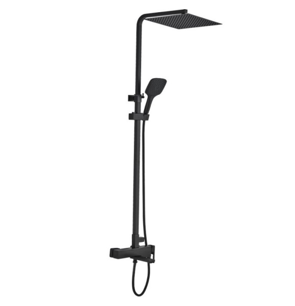 Душевая система со смесителем ALMAes Tena TVZ-1825 монтаж настенная без термостата черный матовый