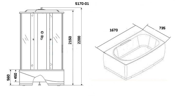 Душевая кабина с крышей Niagara Ultra NG-5170-01 прямоугольная  170x75 стекла тонированные, профиль матовый хром