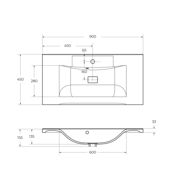 Раковина мебельная прямоугольная BelBagno  BB900/450-LV-MR-PR литьевой мрамор цвет белый