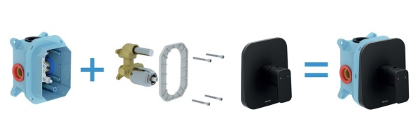 Смеситель для душа на 1 выход Ravak 10° Free black X070159 встраиваемый в стену 
без термостата черный матовый