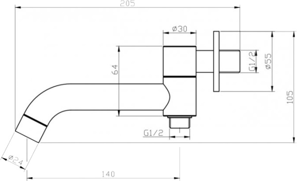 Излив для ванны BelBagno Ancona ANCONA-BCA-CRM  