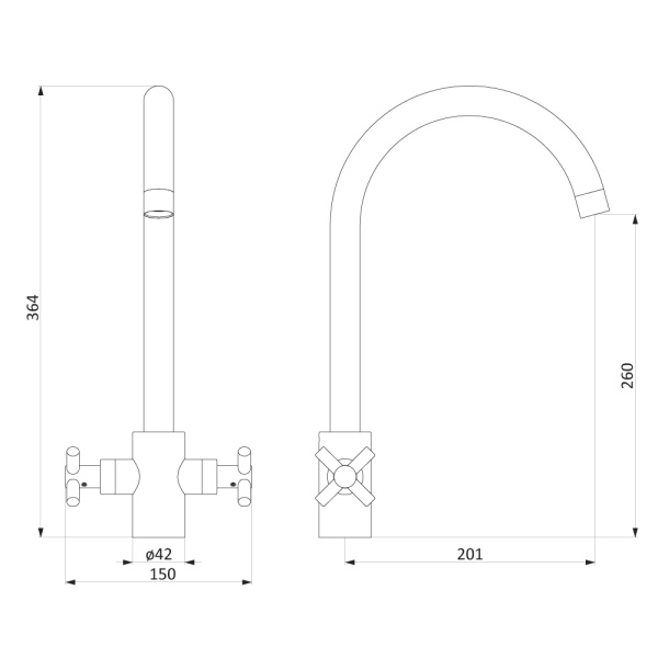 Смеситель для кухни Damixa Neo Classic 240000000 без подключения к фильтру черный
