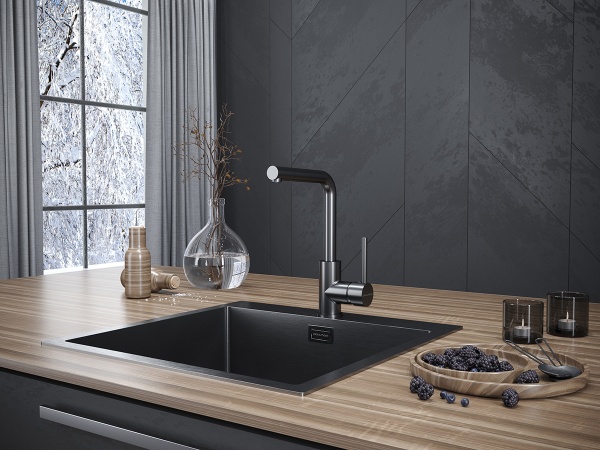 Смеситель для кухни Paulmark Honner Ho212018-GM без подключения к фильтру воронёная сталь