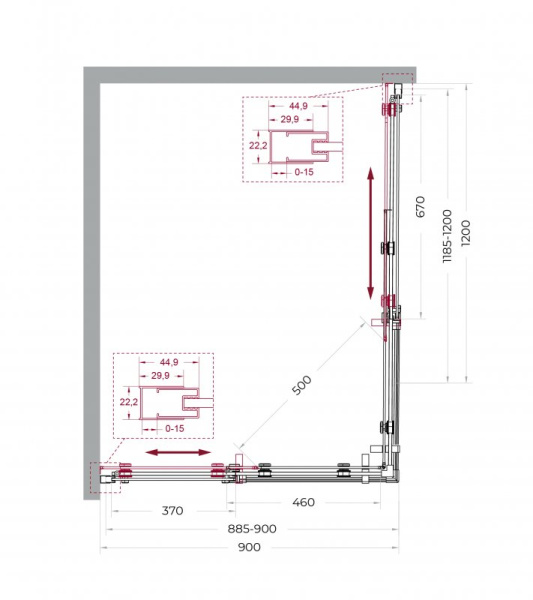 Душевой угол BelBagno Marino MARINO-2-AH-2-120/90-C-GM прямоугольный 120x90 стекла прозрачные, профиль оружейная сталь