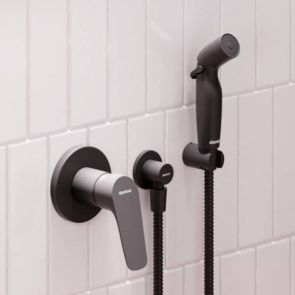 Гигиенический душ Damixa Jupiter 777510300 встраиваемый в стену черный матовый