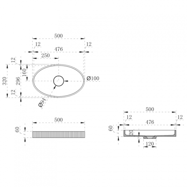 Раковина  овальная Abber STEIN AS2603 искусственный камень цвет белый матовый