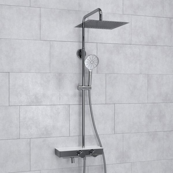 Душевая система со смесителем Wasserkraft  A113.118.127.CH Thermo монтаж настенная с термостатом хром