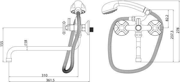 Смеситель для ванны или душа Lemark Promotion LM6051C настенный 
без термостата хром