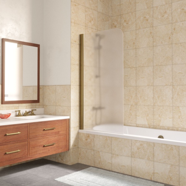 Шторка для ванны распашная  Vegas Glass EV Lux EV LUX 75 05 10 L 75 см, стекла матовые, профиль бронза