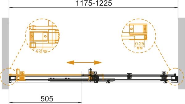 Душевая дверь Cezares STYLUS-SOFT-BF-1-120-C-Cr  раздвижные