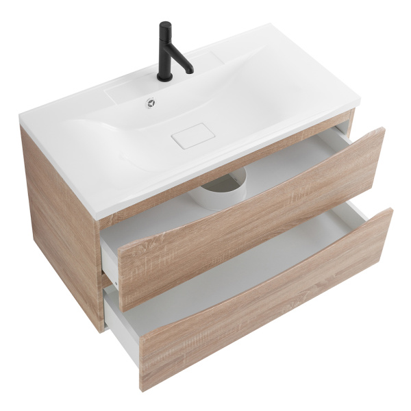 Тумба под раковину подвесная BelBagno Marino MARINO-900-2C-SO-WO-P 90 см  2 ящика цвет Rovere Bianco 