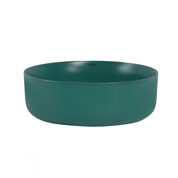 Раковина накладная круглая Abber Bequem AC2108MBG фаянс цвет темно-зеленый матовый
