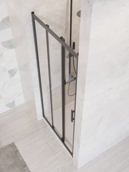 Душевая дверь BelBagno Uno UNO-195-BF-3-120-C-NERO 120 см стекла прозрачные, профиль черный матовый