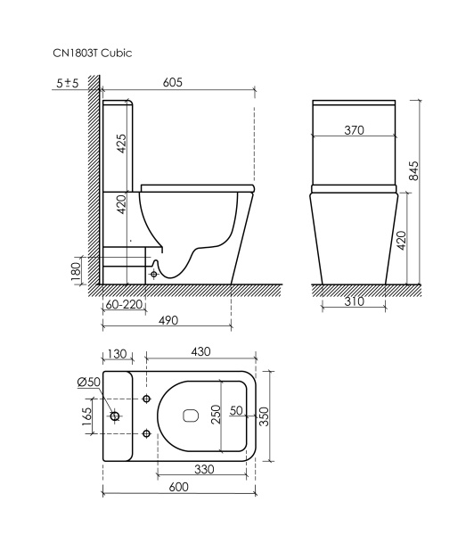 Бачок напольного унитаза Ceramica Nova Cubic CN1803T-T цвет белый