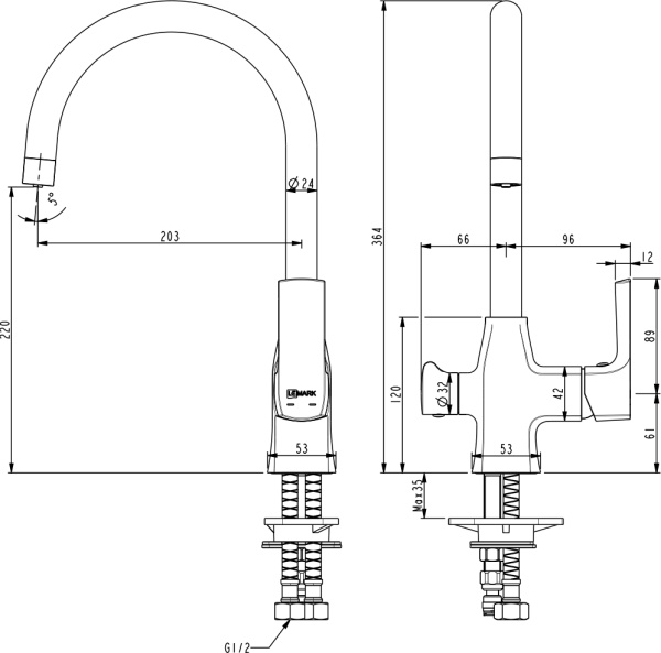 Смеситель для кухни Lemark Ursus LM7261BL с подключением к фильтру черный