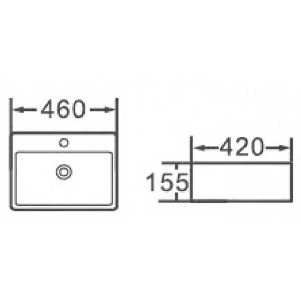 Раковина  прямоугольная Esbano CIRCON-46 ESRNCIRC46W фаянс цвет белый