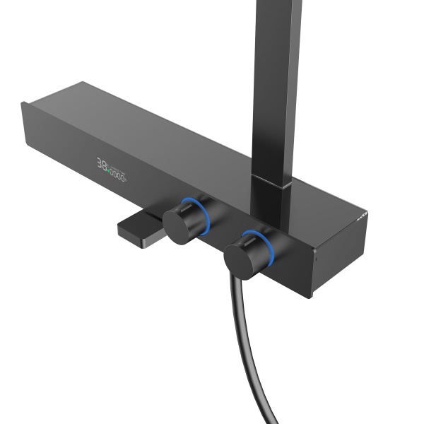 Душевая система со смесителем Vincea Inspire VSFS-3I13TGM монтаж настенная с термостатом вороненая сталь