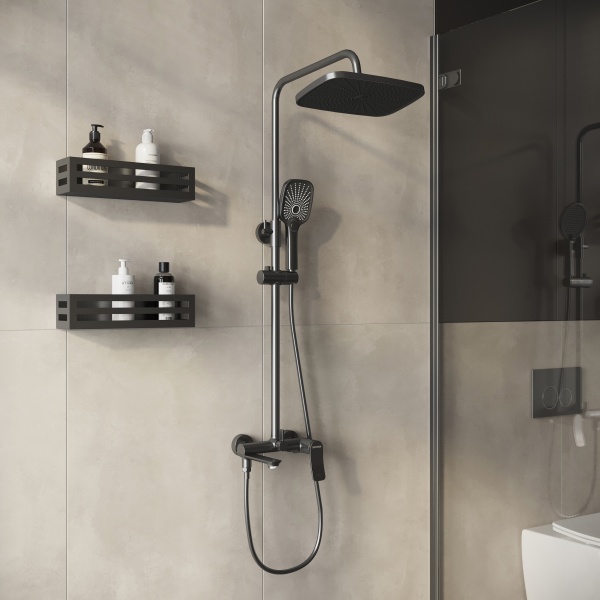 Душевая система со смесителем Grossman Advans 500.K35.09.420 монтаж настенная без термостата графит