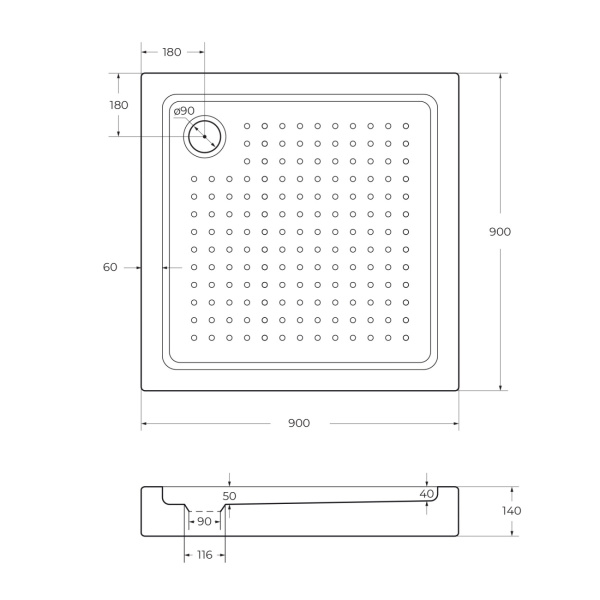 Душевой поддон низкий Cezares Tray TRAY-A-A-90-15-W0 квадратный акрил 90x90 белый