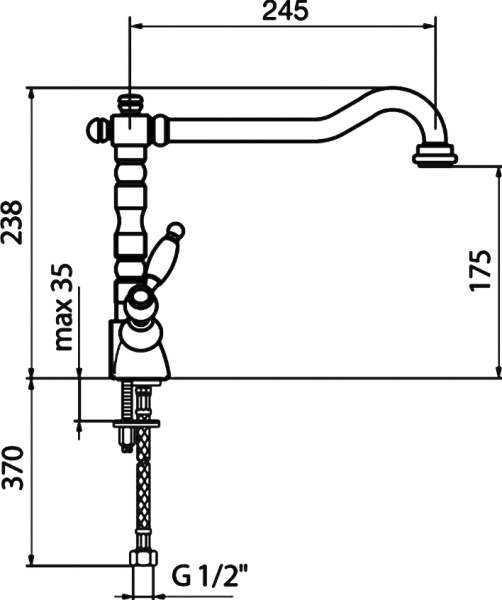 Смеситель для кухни Webert Dorian DO780102010 без подключения к фильтру золото