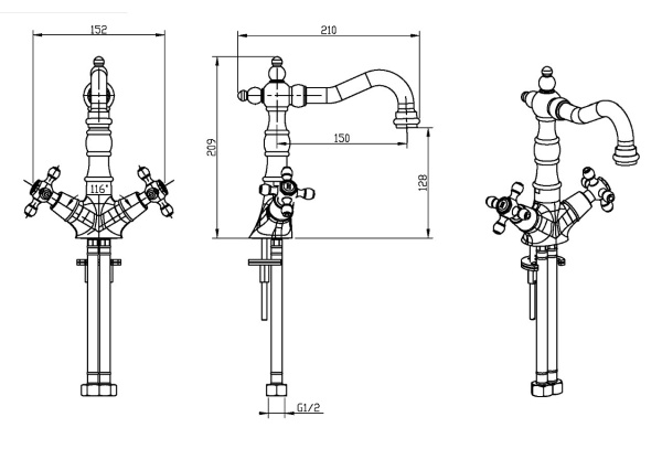 Смеситель для раковины Boheme Crystal 312-CRST бронза