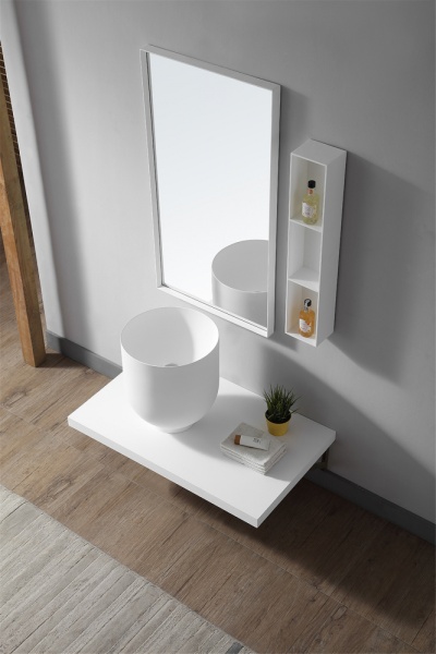 Раковина  круглая Abber STEIN AS2618 искусственный камень цвет белый матовый