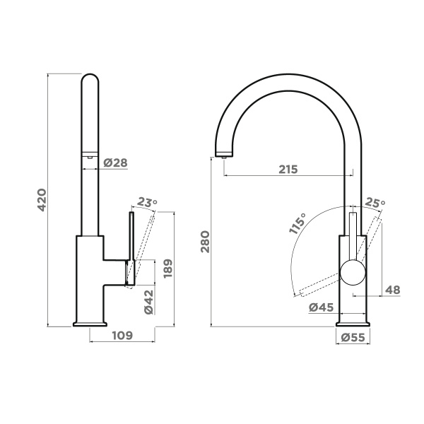 Смеситель для кухни Omoikiri Okawa 2 Plus 4994549 с подключением к фильтру нержавеющая сталь