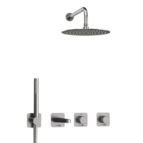 Душевая система со смесителем Wasserkraft Tauber 6400 A6451.297.298.097.121.275.100.276 монтаж встраиваемая в стену без термостата никель