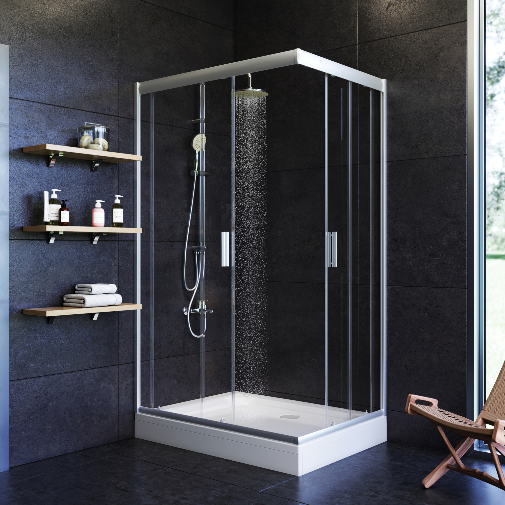 Душевой угол Am.Pm Gem W90G-404-120280-MT прямоугольная  стекла прозрачные, профиль хром