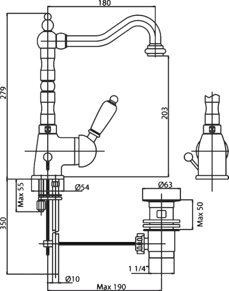 Смеситель для раковины Cezares Elite ELITE-LSM2-02-Bi 