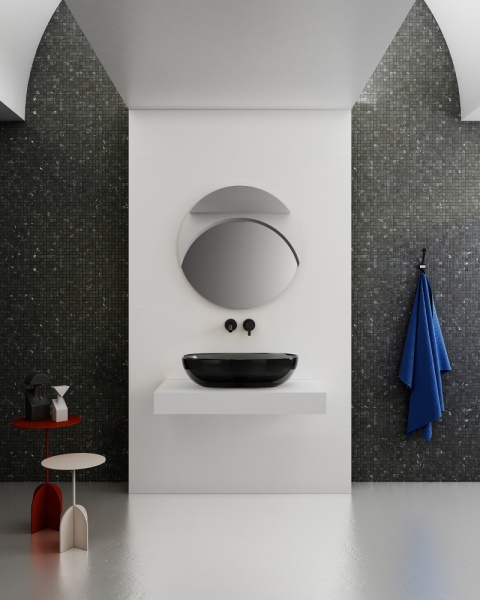 Раковина  овальная Abber Kristall AT2805Onyx полиэфирная смола цвет черный