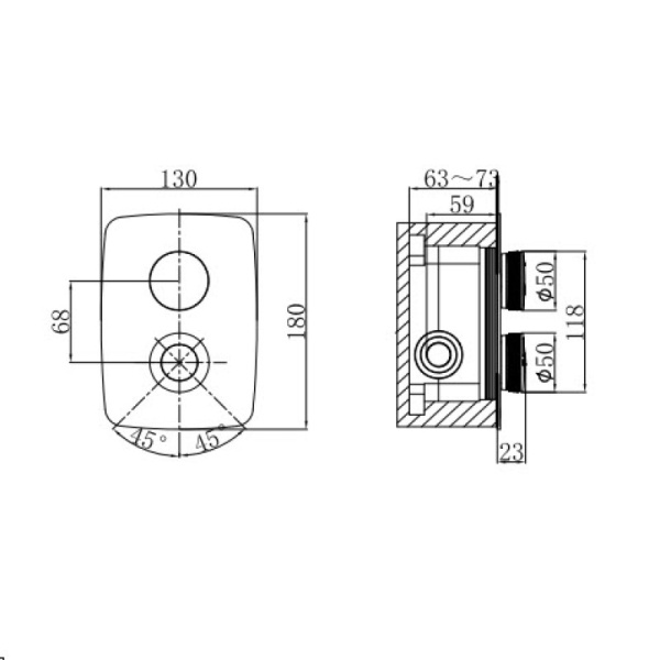 Смеситель для душа D&K Bayern DA1484801 встраиваемый в стену 
без термостата хром