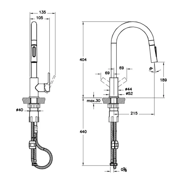 Смеситель для кухни VitrA Masterline A42145EXP без подключения к фильтру хром