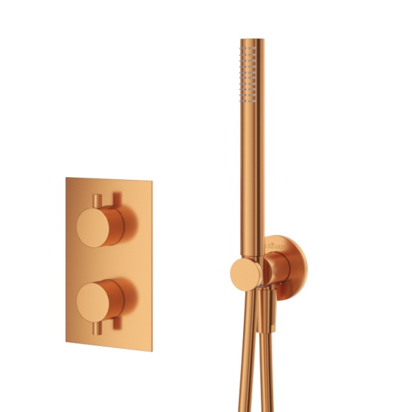 Душевая система со смесителем Cezares Leaf LEAF-DSIP-T-25-SS монтаж встраиваемая  в стену с термостатом sunset
