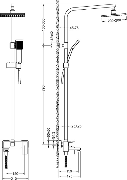 Душевая система со смесителем Timo Selene SX-2013/17 монтаж настенная без термостата матовое золото