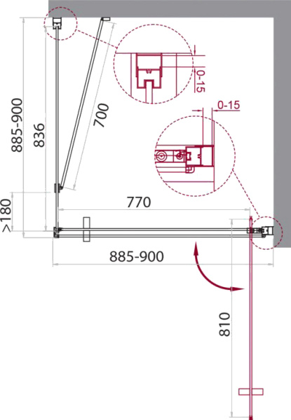 Душевой угол BelBagno Marmi MARMI-A-1-90-C-Cr квадратный 90x90 стекла прозрачные, профиль хром