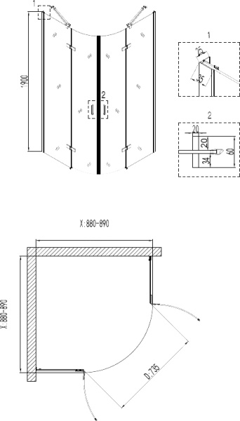 Душевой угол Niagara NG-6615-08 90x90