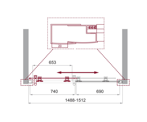 Душевая дверь BelBagno Uno UNO-195-BF-1-150-P-Cr 150 см стекла рифленые, профиль хром
