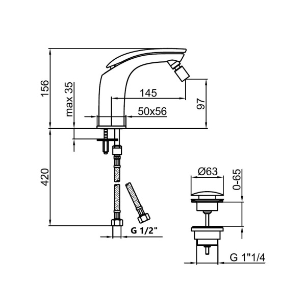 Смеситель для биде Webert Aria AI840102560 латунь черный