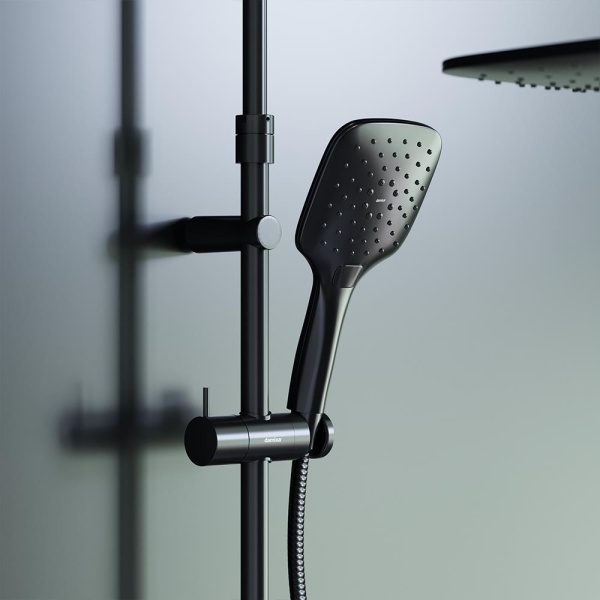 Душевая система со смесителем Damixa Option DX218092300 монтаж настенная с термостатом черный матовый