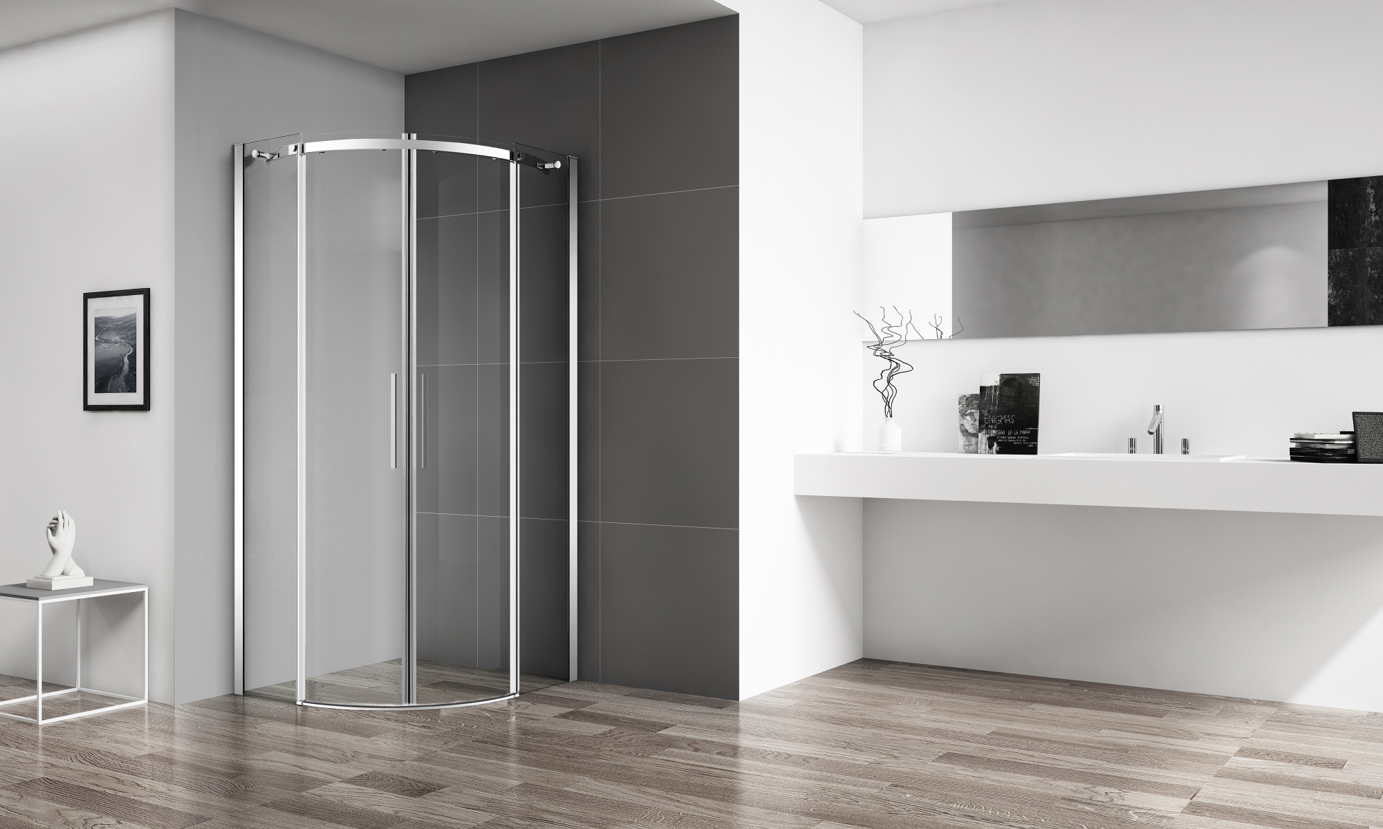 Душевой угол BelBagno Acqua ACQUA-R-2-100-C-Cr четверть круга 100x100 стекла прозрачные, профиль хром