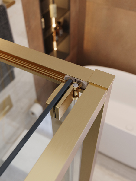 Душевой угол Cezares Lux LUX-A-FS-1-90-C-BORO квадратный 90x90 стекла прозрачные, профиль брашированное золото