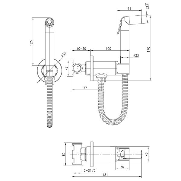 Смеситель для биде Lemark Solo LM7171GM латунь графит