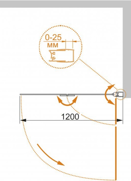 Шторка для ванны распашная складная  Cezares Eco ECO-O-V-21-120/140-P-Cr-R 120 см, стекла рифленые, профиль хром