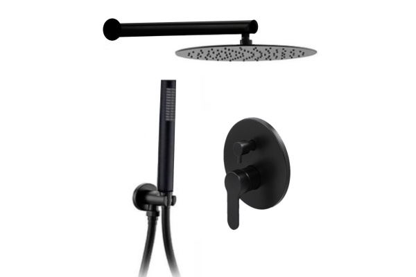 Душевая система со смесителем ALMAes Sakari TVZ-0890 монтаж встраиваемая в стену без термостата черный матовый